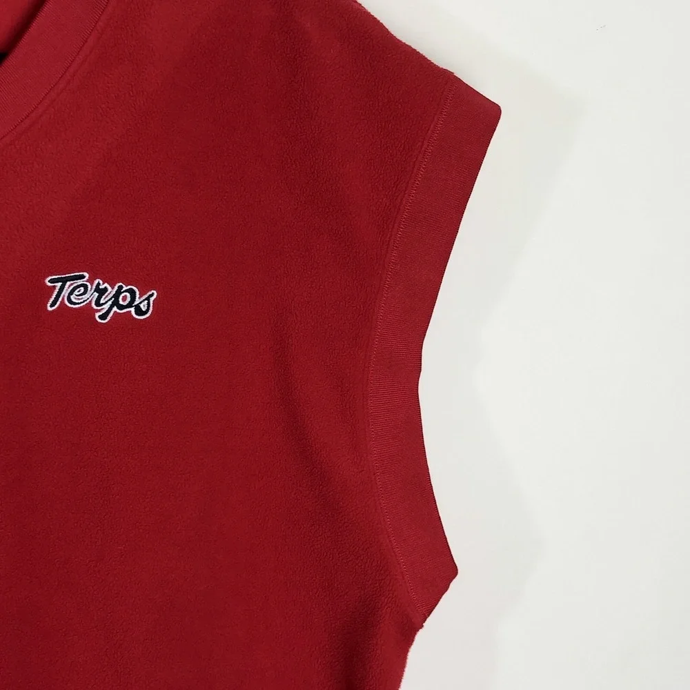 Maryland Terrapins Sweater Vest Mens Large Red Under Armour Fleece Script Terps